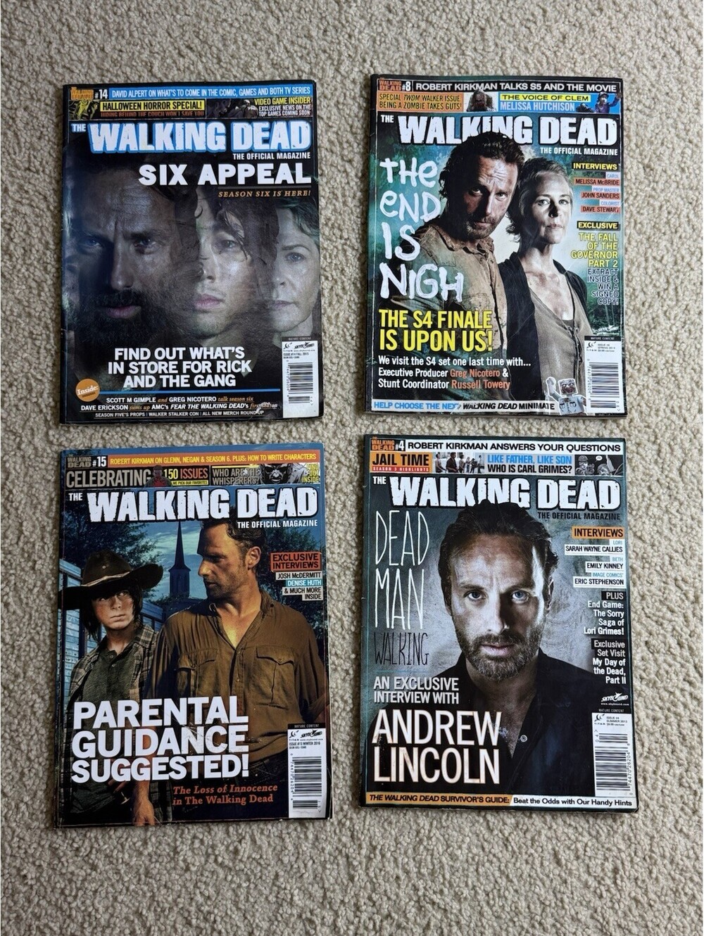 The Walking Dead Official Magazine Lot Issues 4 8 14 15 Andrew Lincoln TWD